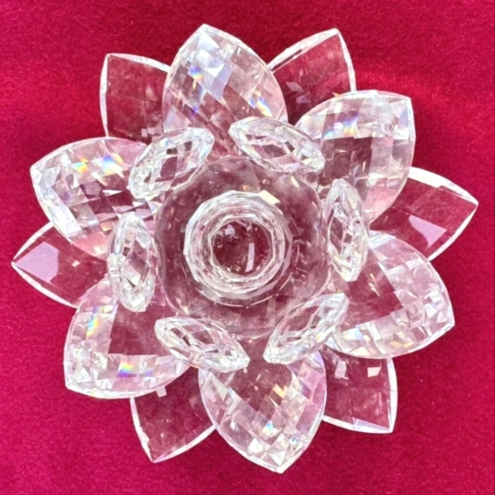 Swarovski Crystal Large 5" Waterlily Lotus Candleholder Retired